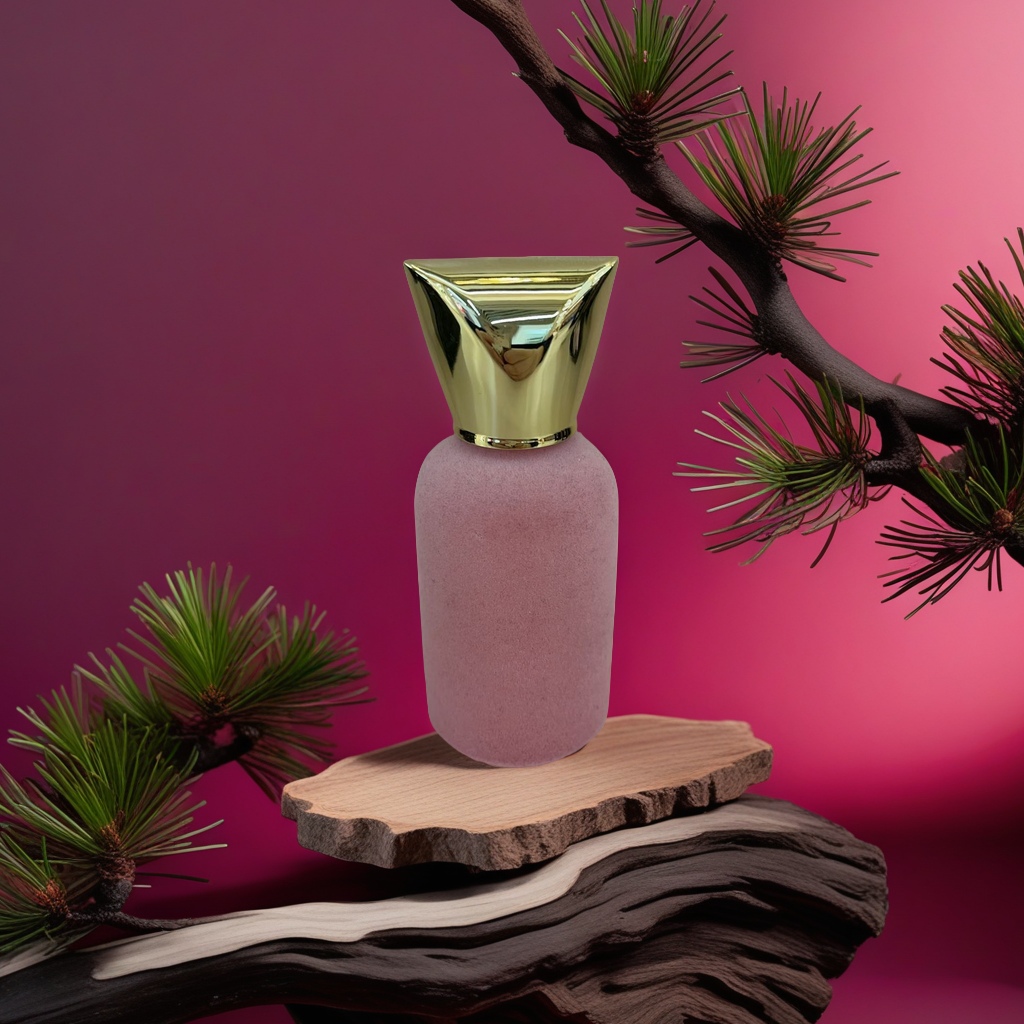 【Shalanna】 Shalanna pink flocked bottle perfume spray bottle with golden triangular cap