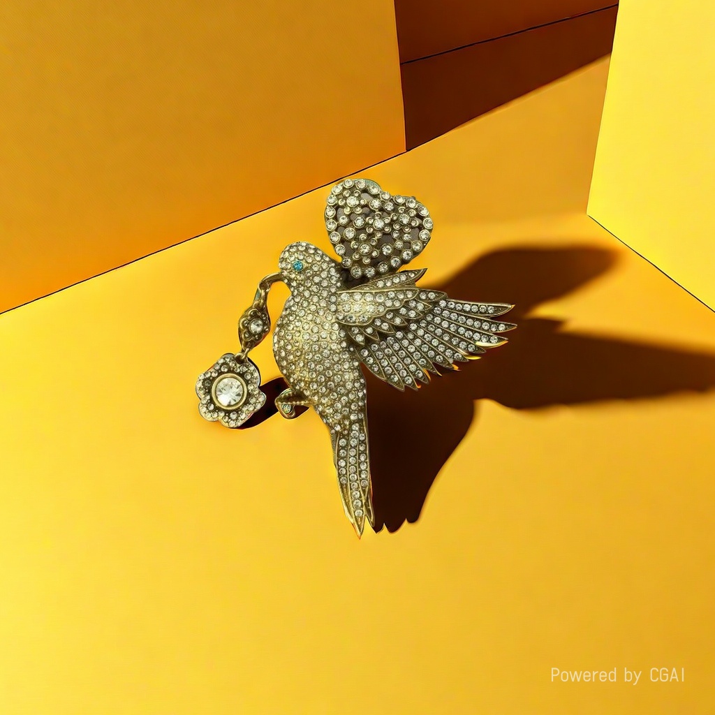【SUGEBEINI】 Retro Full zirconium Bird Brooch, high-end heavy Industry Golden Bird brooch ZX00008 details Picture