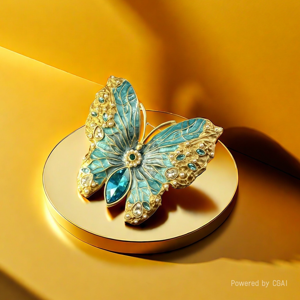 【SUGEBEINI】 Retro court-style butterfly brooch, Peacock blue Fa brooch, elegant coat pin accessory ZX00017 Specification image