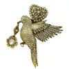 【SUGEBEINI】 Retro Full zirconium Bird Brooch, high-end heavy Industry Golden Bird brooch ZX00008 Item Picture