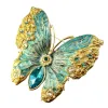 【SUGEBEINI】 Retro court-style butterfly brooch, Peacock blue Fa brooch, elegant coat pin accessory ZX00017 Item Picture