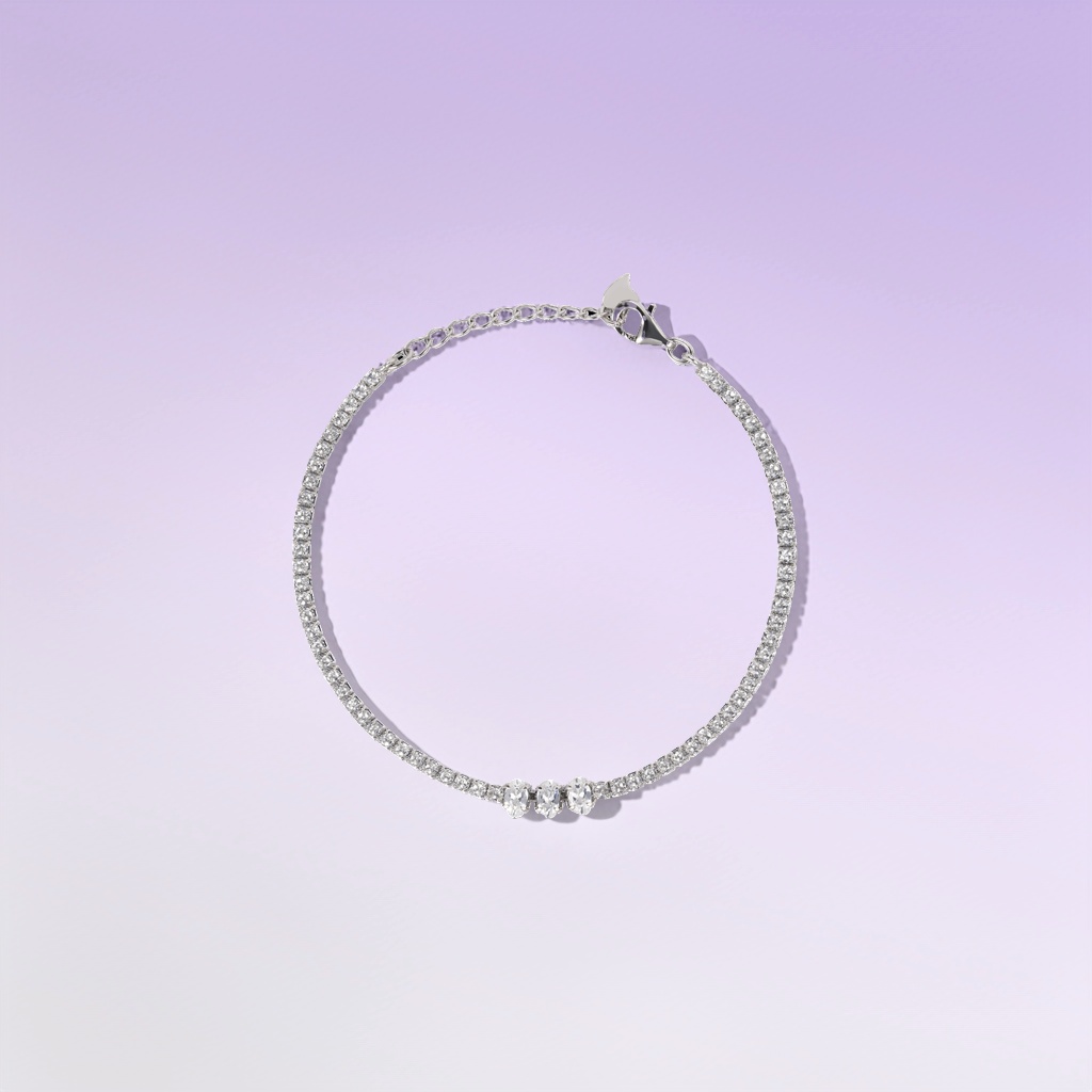 Plateado con diamantes tres diamantes rodado transporte de cristal joyas de plata pulsera de moda joyas de mano para mujeres simple tendencia DSC02763 details Picture