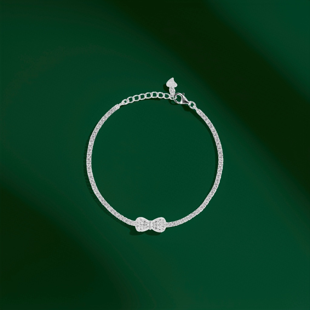 Silver diamond-encrusted bow silver jewelry bracelet, fashionable women's simple and trendy jewelry DSC02793 Specification image