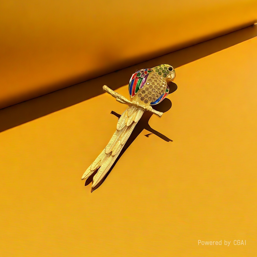 【SUGEBEINI】 Gilded glazed parrot brooch with contrasting color feather patterns, retro and bright strike ZX00064 details Picture