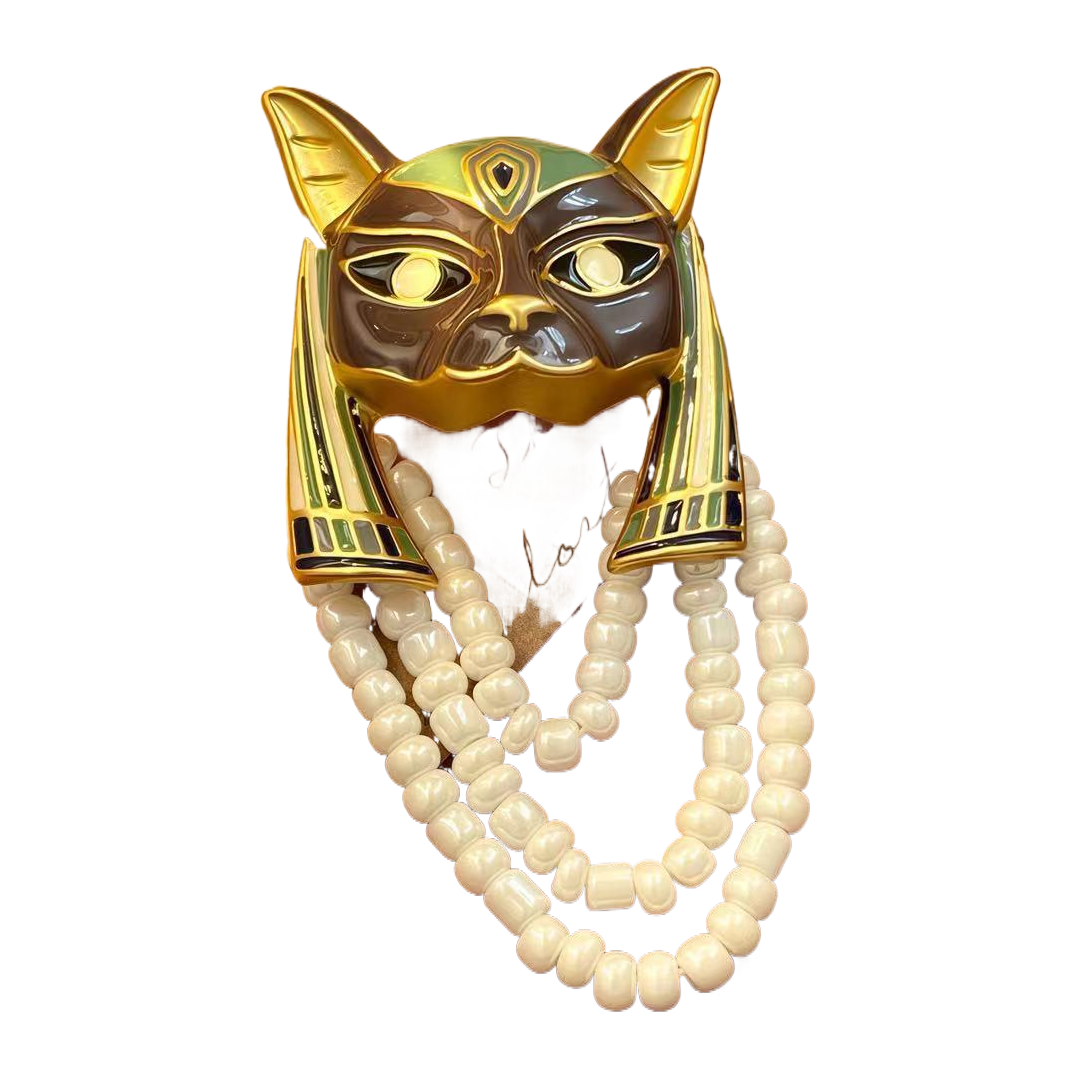 【SUGEBEINI】 Ancient Egyptian Cat Buster Brooch, Retro Egyptian style enamel brooch ZX00062 Item Picture