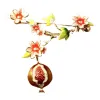 【SUGEBEINI】 Enamel Flower Branch Pomegranate Brooch with tender pink flower branches and plump pomegranate, exuding a strong Chinese atmosphere ZX00016 Item Picture
