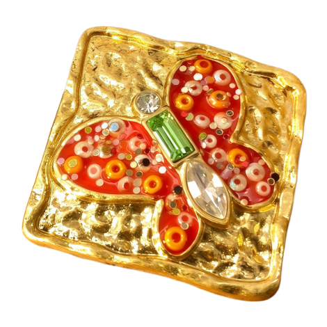 【SUGEBEINI】 Metal Butterfly Brooch, retro and luxurious style, red butterfly brooch ZX00049 Item Picture