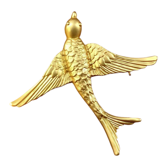 【SUGEBEINI】 Golden Flying Swallow Decorative Brooch, fashionable and elegant three-dimensional floating Flying Swallow brooch ZX00025 Item Picture