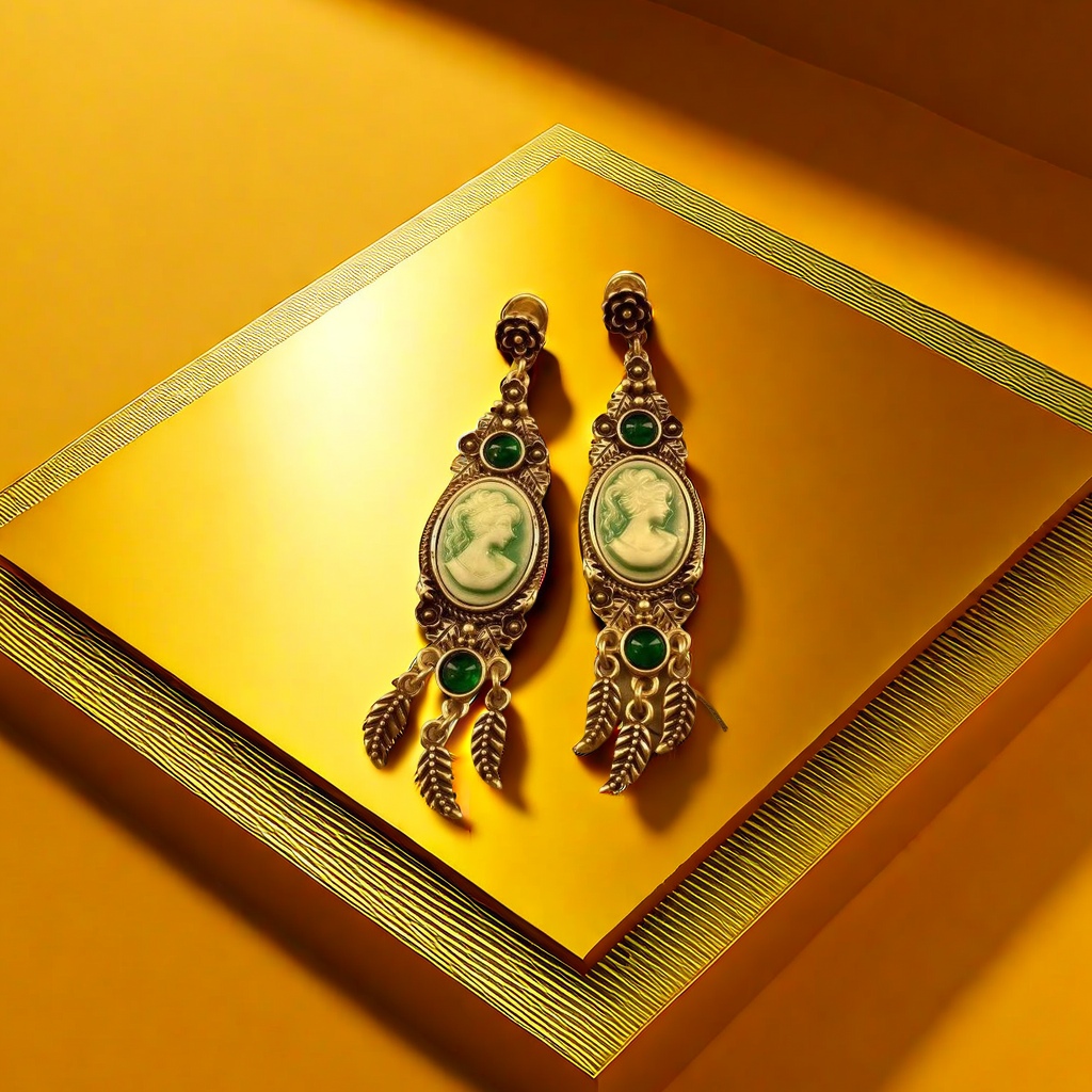 【SUGEBEINI】 Retro Victorian-style green beauty Head earrings, Emerald relief Lady long earrings ZEH00136 Application Scenario