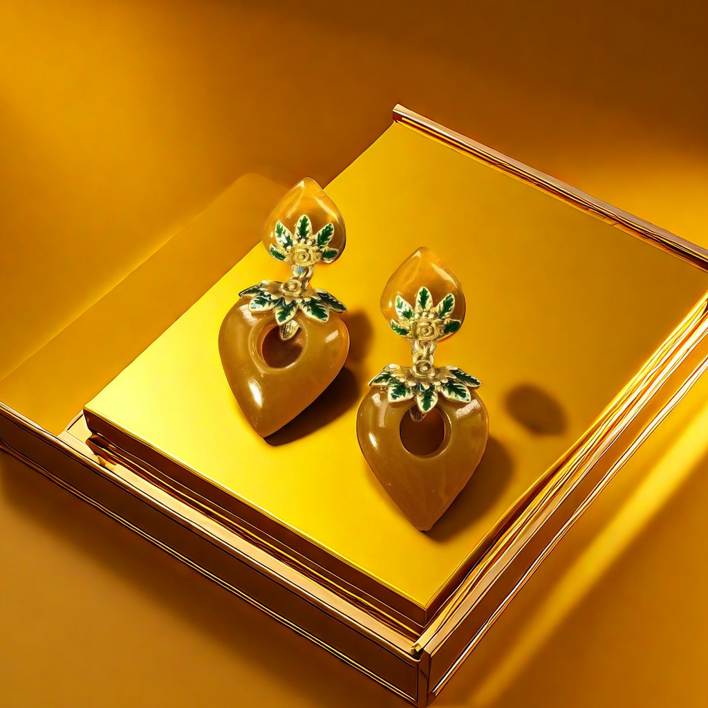 【SUGEBEINI】 Vintage Amber Yellow vintage flower Leaf hollowed-out earrings Amber Yellow flower leaf earrings ZEH00186 Application Scenario