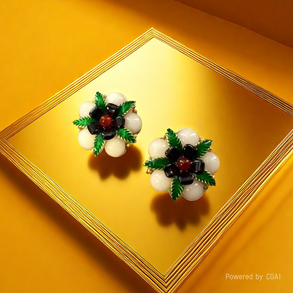 【SUGEBEINI】 Retro stud earrings with white beads, black petals and red core, color-blocking enamel earrings ZEH00190 Application Scenario