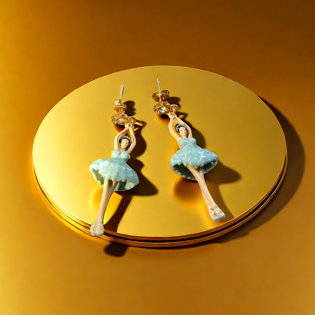 【SUGEBEINI】 Light blue gauze ballet stud earrings in the style of vintage ballet dancers and ballet girls ZEH00220 Application Scenario