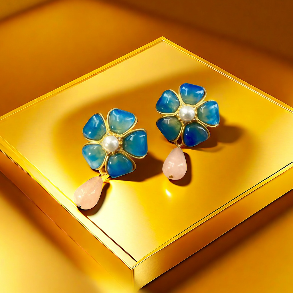 【SUGEBEINI】 Retro court-style floral stud earrings with a niche design and a sense of sophistication. Colorful floral stud earrings ZEH00317 Application Scenario