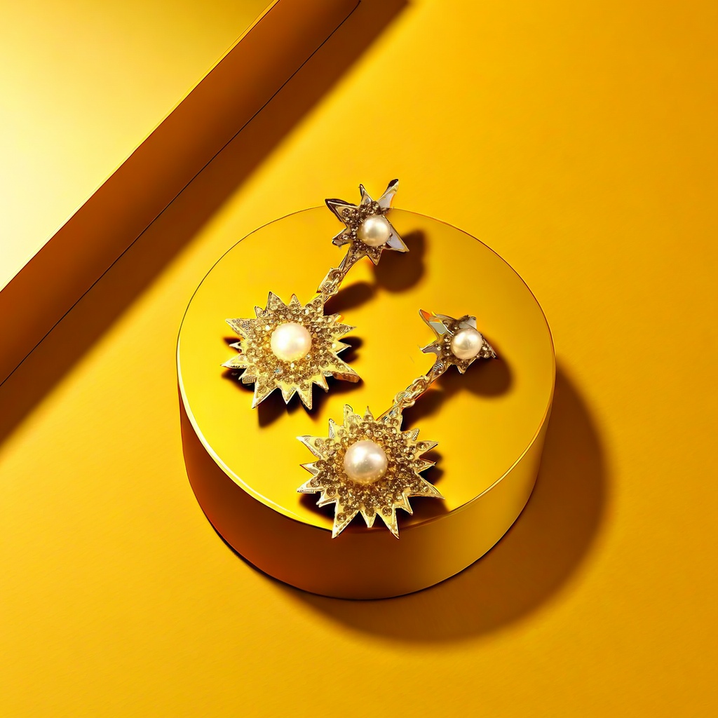 【SUGEBEINI】 Light luxury, high-end, exquisite and elegant earrings, long eight-pointed star with zirconium stud earrings ZEH00353 Specification image