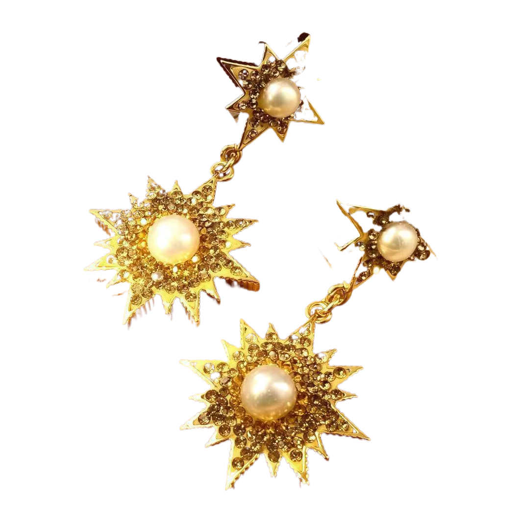 【SUGEBEINI】 Light luxury, high-end, exquisite and elegant earrings, long eight-pointed star with zirconium stud earrings ZEH00353 Item Picture