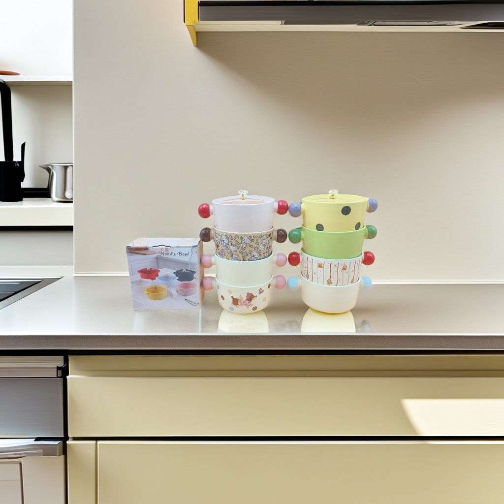 Colorful cartoon pattern covered bowl, cute and portable children's tableware in bowl shape Specification image