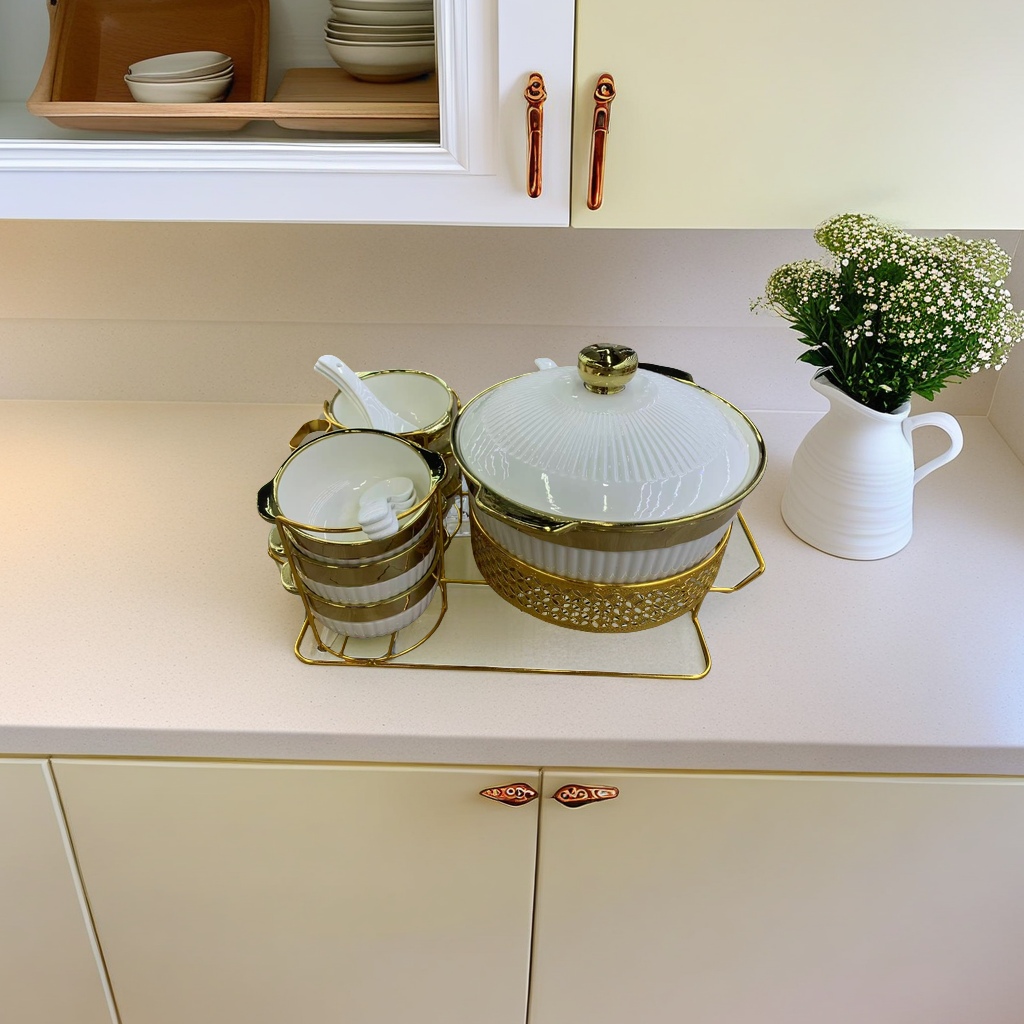 Golden-framed ceramic tableware set for home exquisite gift combination Specification image