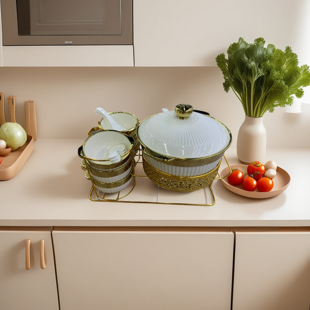Golden-framed ceramic tableware set for home exquisite gift combination Application Scenario