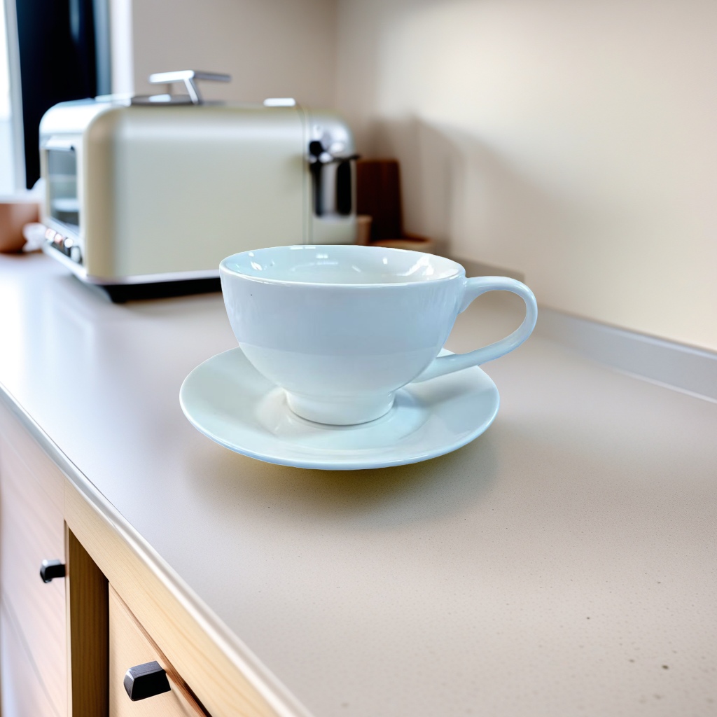 白色陶瓷咖啡杯茶碟套装180ml简约日式陶瓷杯