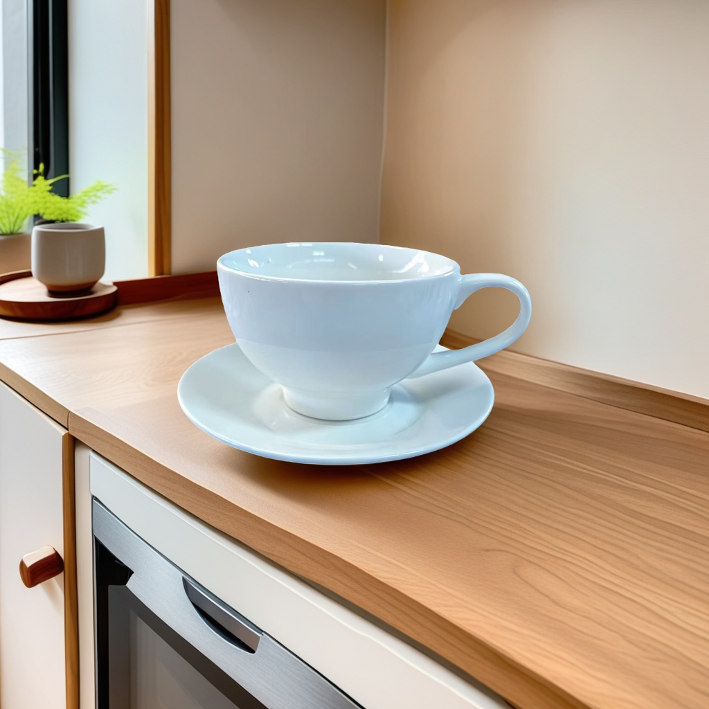 White ceramic coffee cup and saucer set 180ml simple Japanese ceramic cup Specification image