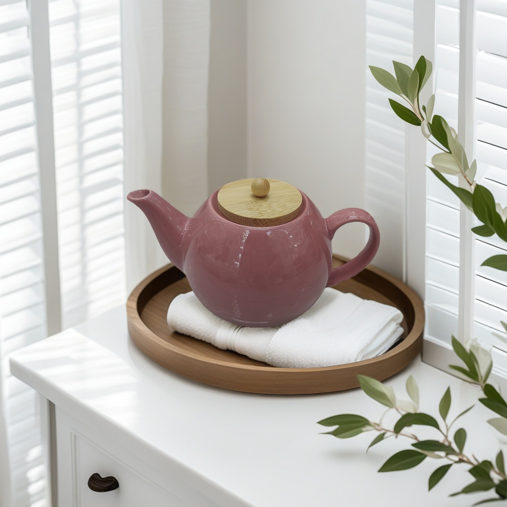 The pink ceramic teapot is an elegant tea-making wonder and a home tea set gift Specification image