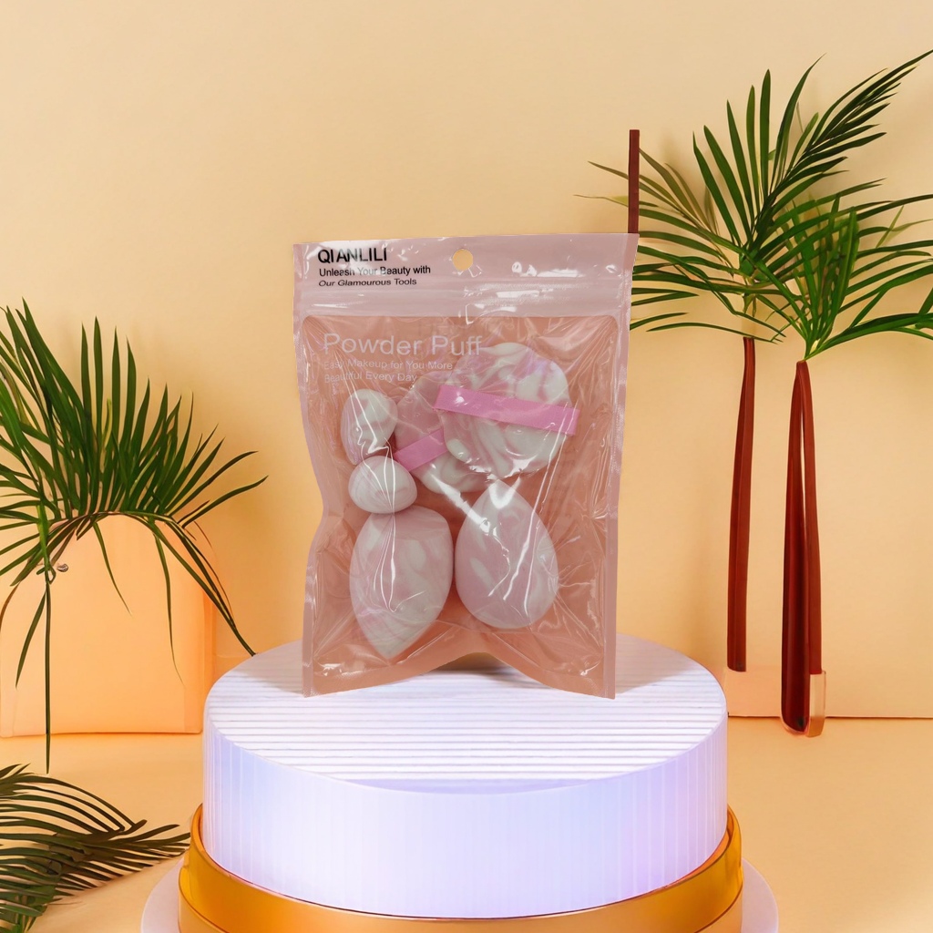 Pink packaging bag powder puff set, soft mist makeup effect powder puff combination, beauty tools 110905724 details Picture