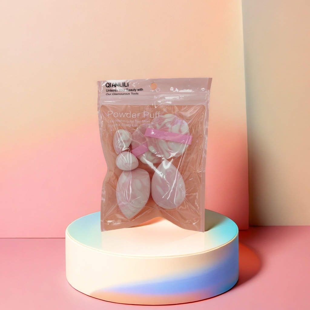 Pink packaging bag powder puff set, soft mist makeup effect powder puff combination, beauty tools 110905724