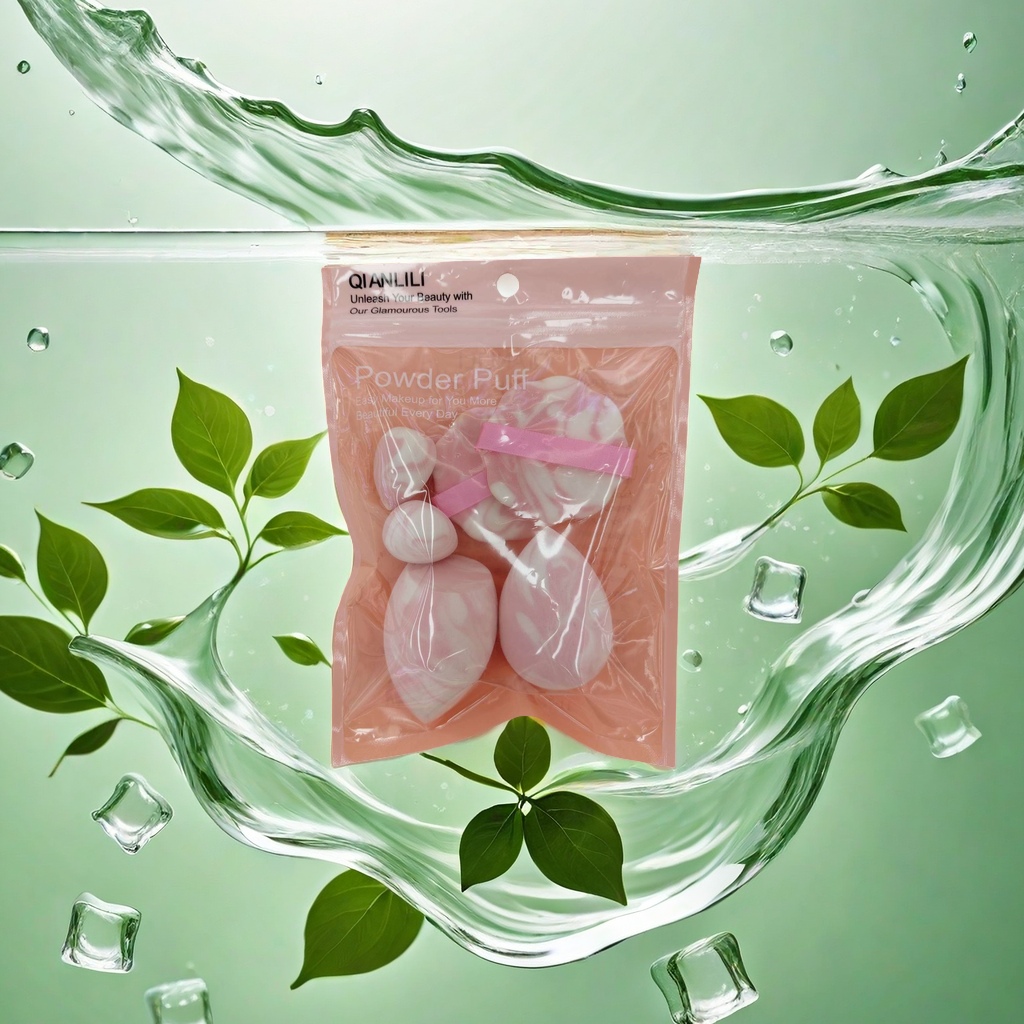 Pink packaging bag powder puff set, soft mist makeup effect powder puff combination, beauty tools 110905724 Specification image