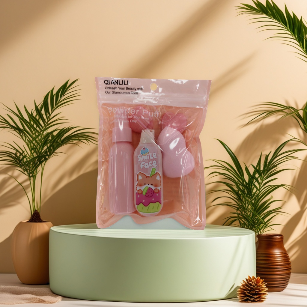 Pink makeup tool set, powder puff, spray bottle combination, beauty storage box, portable gift box 134133003 Application Scenario