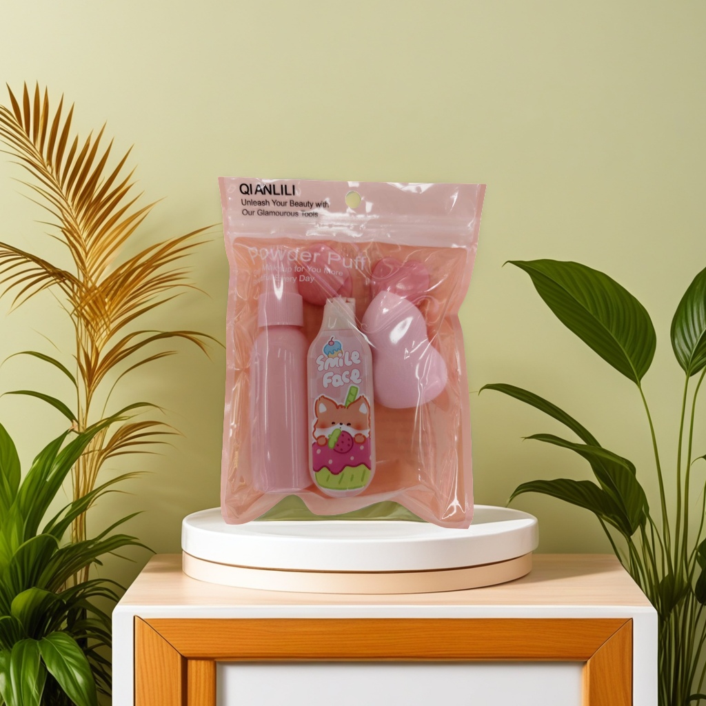 Pink makeup tool set, powder puff, spray bottle combination, beauty storage box, portable gift box 134133003 details Picture