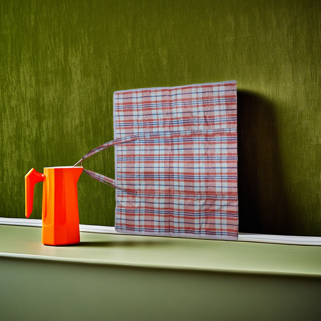 Checkered pattern cloth bag daily shopping bag, large capacity, simple style 151039604 Specification image