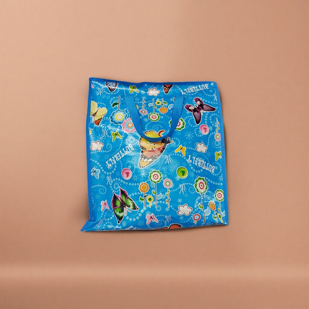 Blue butterfly pattern handbag, simple and fashionable shopping bag 151743518
