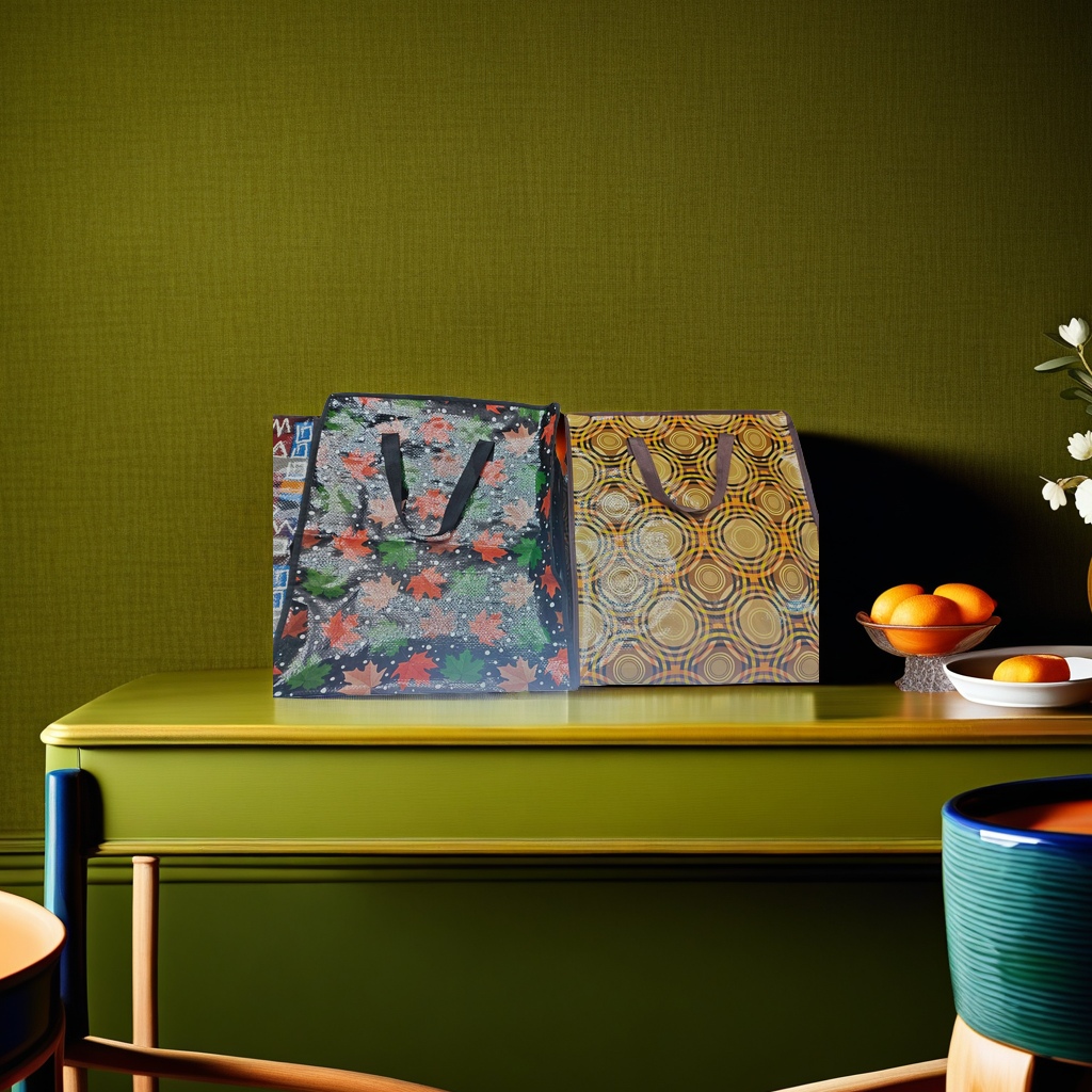 The pattern handbag is simple, environmentally friendly and reusable packaging bag. 152915718 Specification image