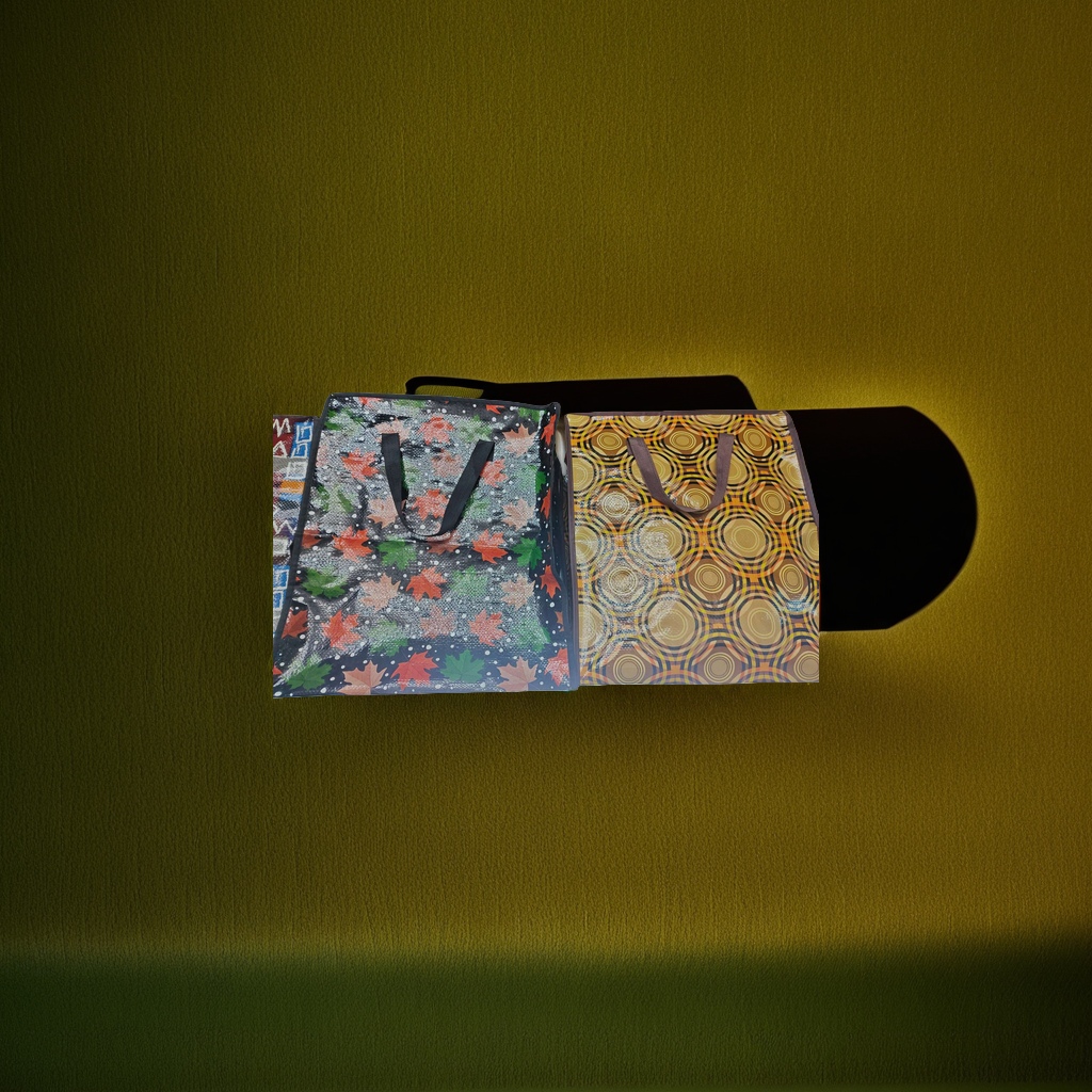 The pattern handbag is simple, environmentally friendly and reusable packaging bag. 152915718 Application Scenario