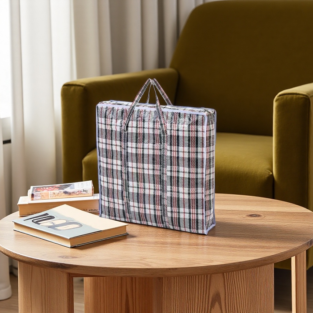 The large-capacity shopping bag with a checkered pattern is simple, fashionable and reusable details Picture