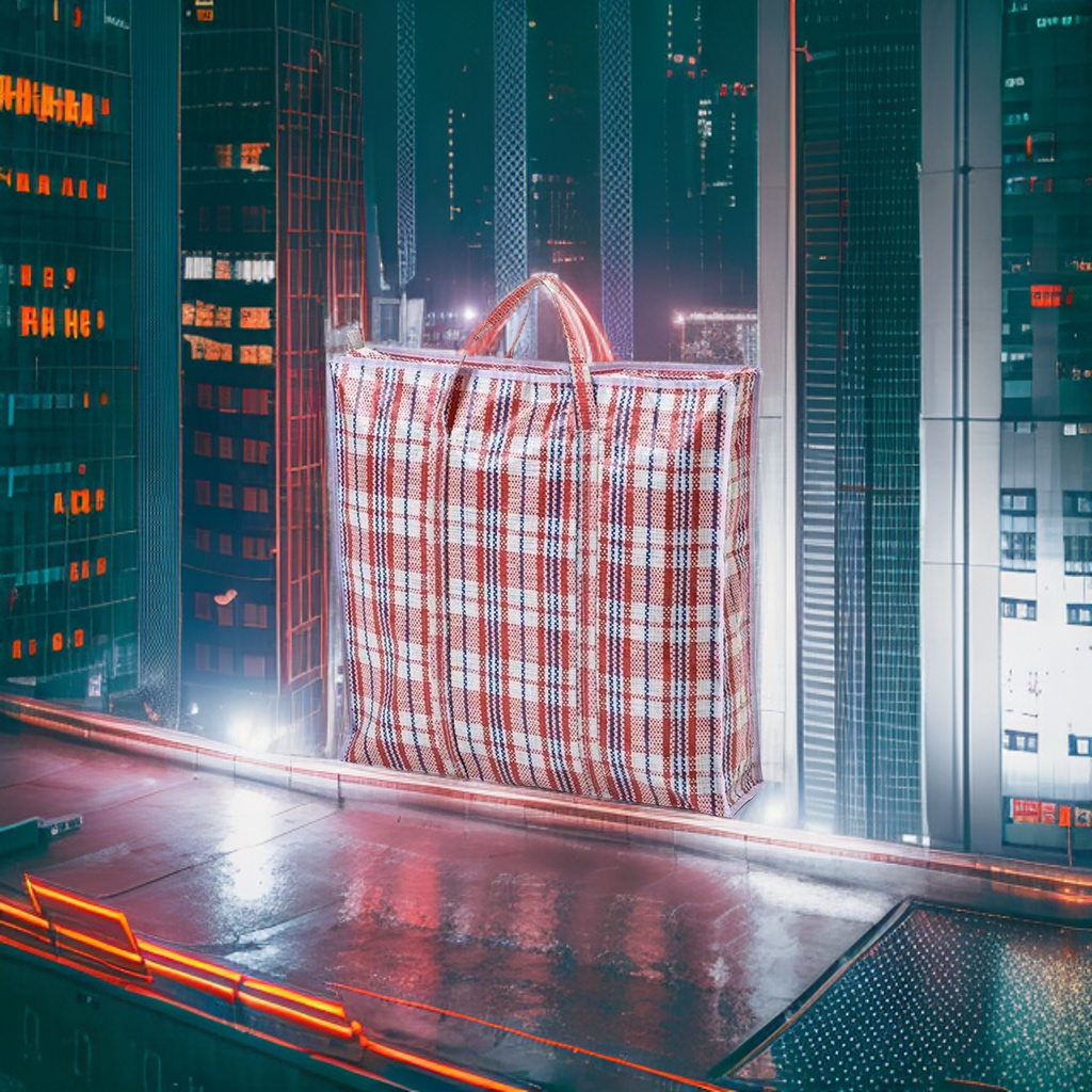 The large-capacity shopping bag with a checkered pattern is simple, fashionable and reusable Specification image