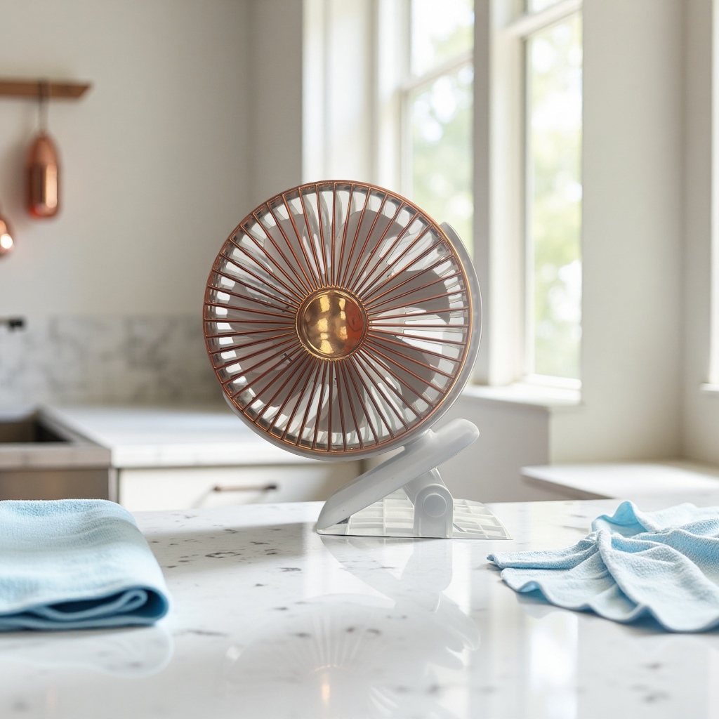 铜色金属网罩电风扇家用散热降温风扇静音款