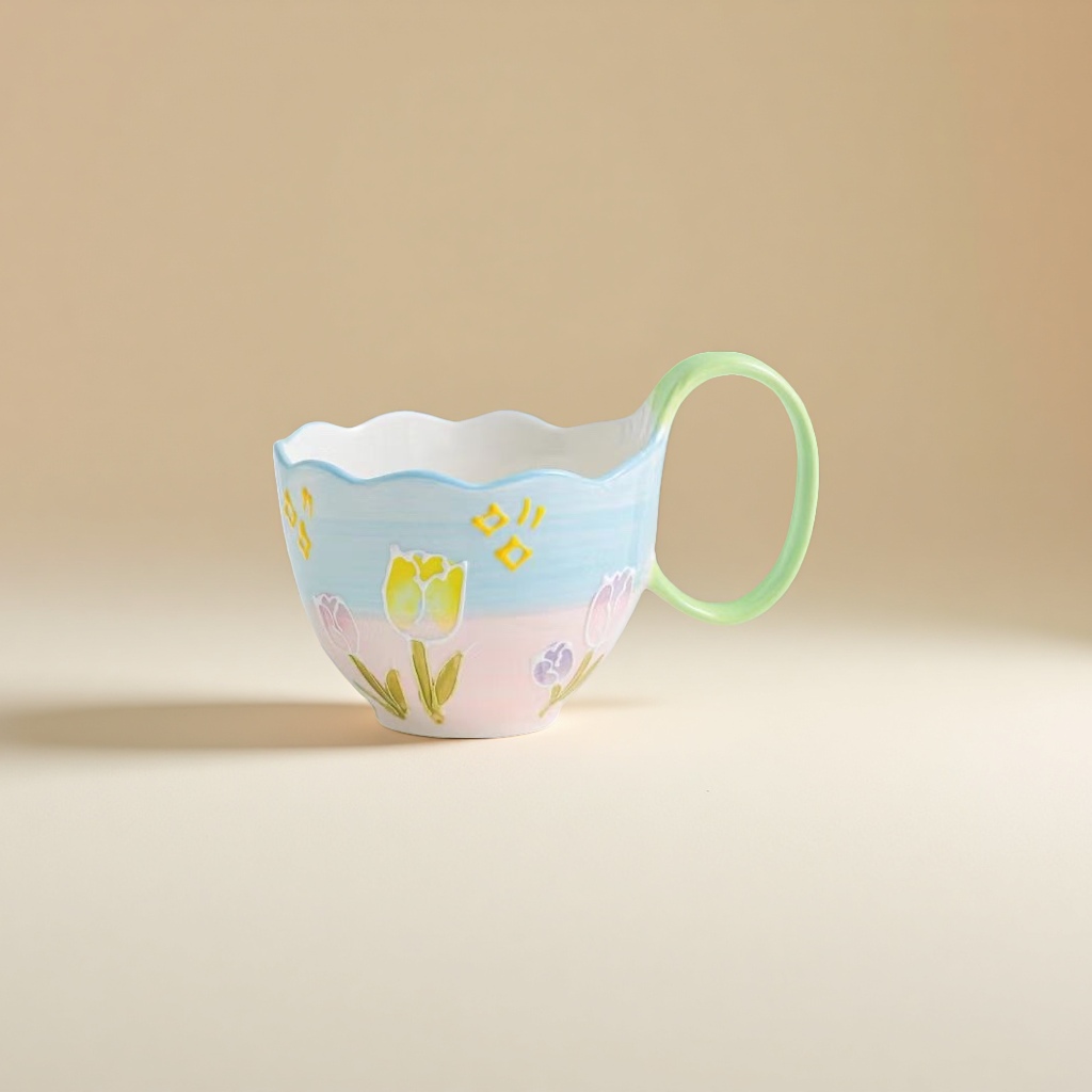 Ceramic cups with simple design, daily use, household heat preservation and anti-scald cups, ceramic water cups, and export for foreign trade Specification image