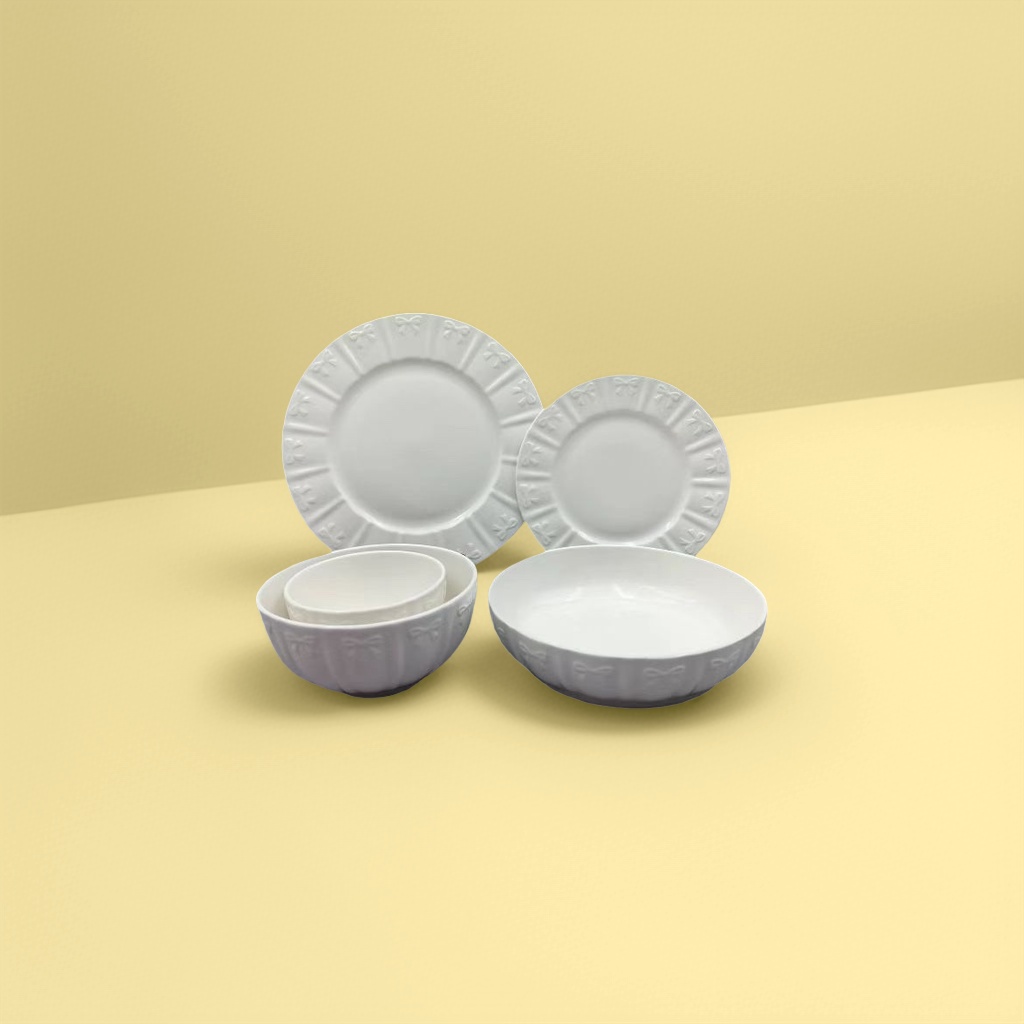 White ceramic tableware, plates and bowls, household simple daily kitchenware factory direct sales, export ceramic plates with foreign codes details Picture