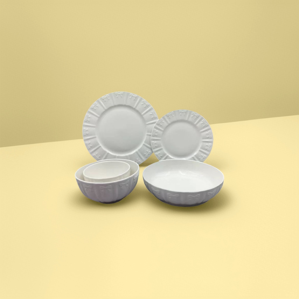 White ceramic tableware, plates and bowls, household simple daily kitchenware factory direct sales, export ceramic plates with foreign codes Specification image