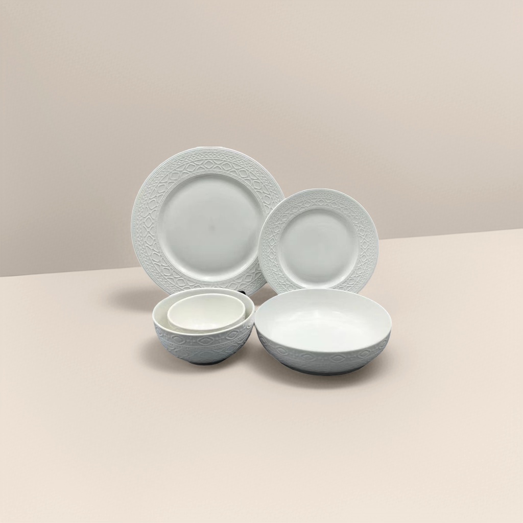 White ceramic tableware plates and bowls, a simple home dinner plate set Specification image