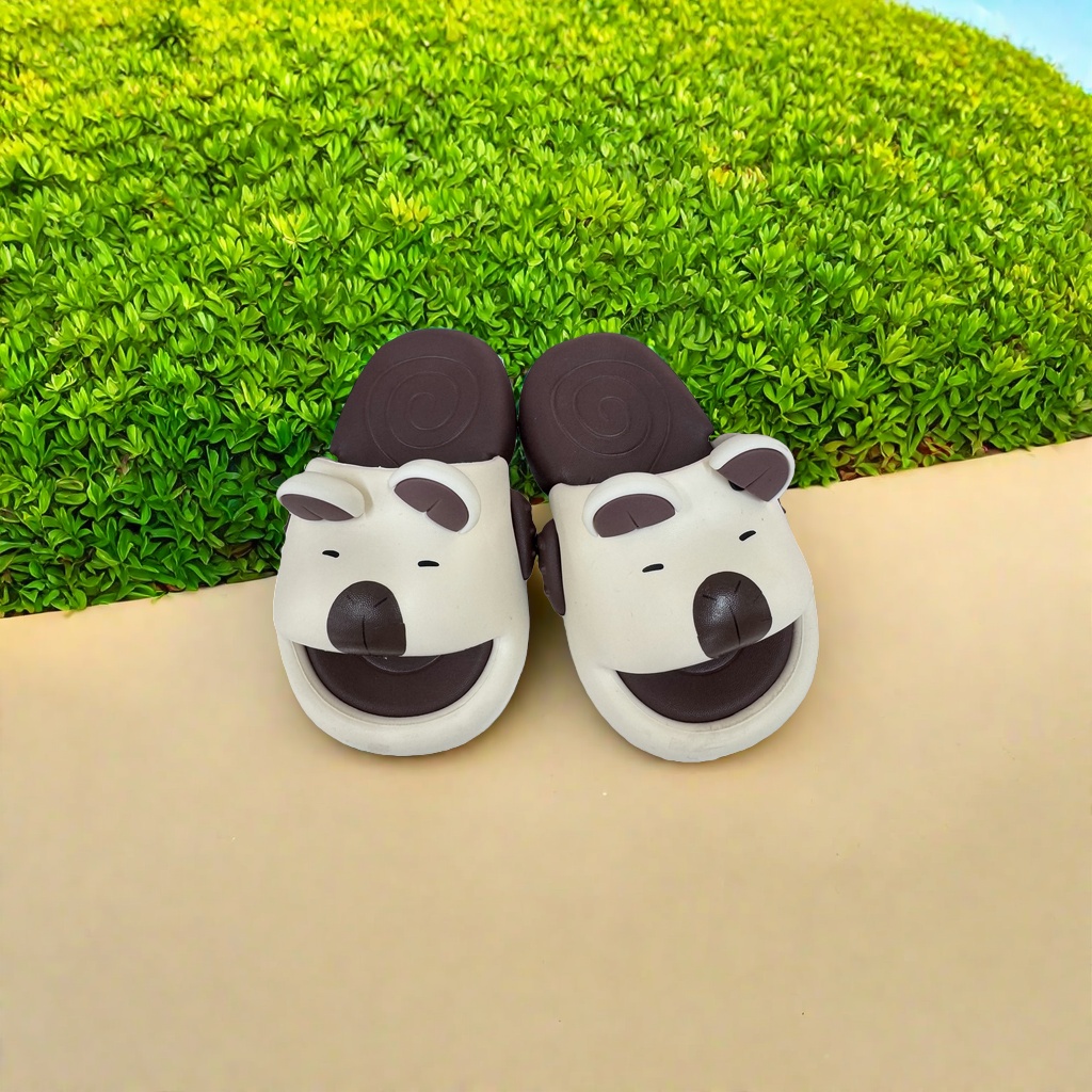 Cartoon panda pattern slippers for casual home use, anti-slip soft-soled home slippers details Picture