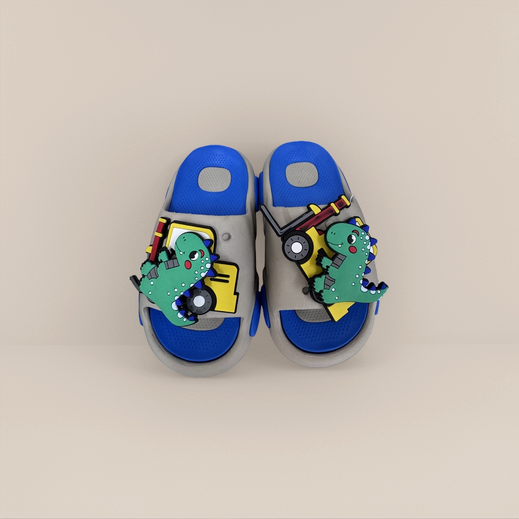Cartoon dinosaur pattern children's slippers, anti-slip soft soles, cute home slippers details Picture