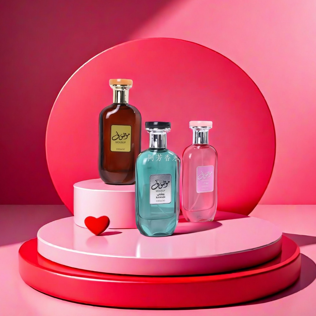 Three types of perfume bottles: brown, green, pink, fragrance bottle, storage bottle, and beauty bottle Application Scenario