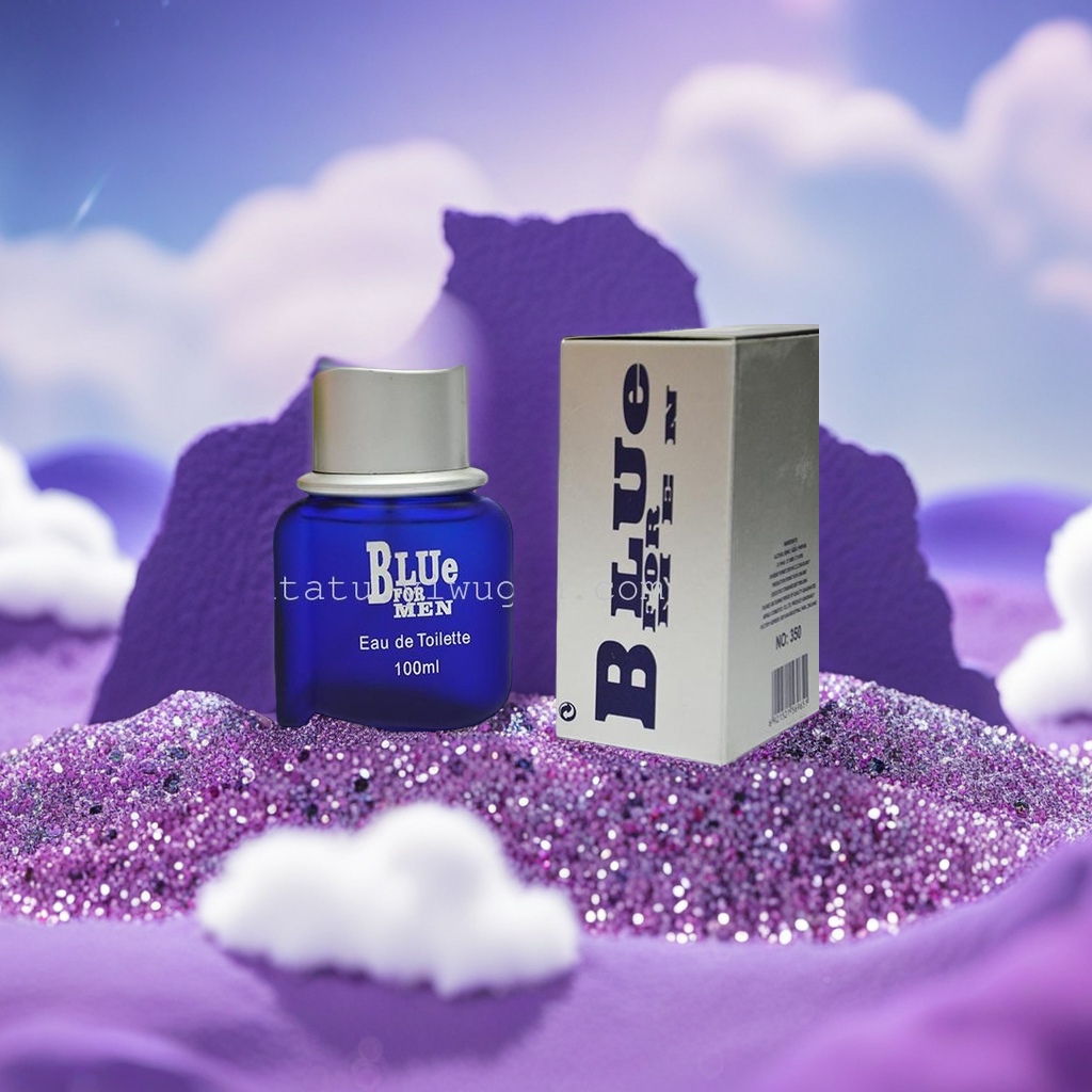 The blue men's perfume bottle is elegant, fresh and leaves a lasting fragrance Specification image