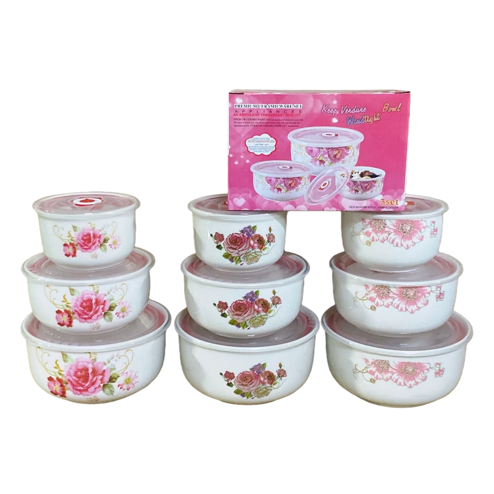 Ceramic bowl set, home combination set of four pieces, simple Japanese ceramic tableware gift box Item Picture