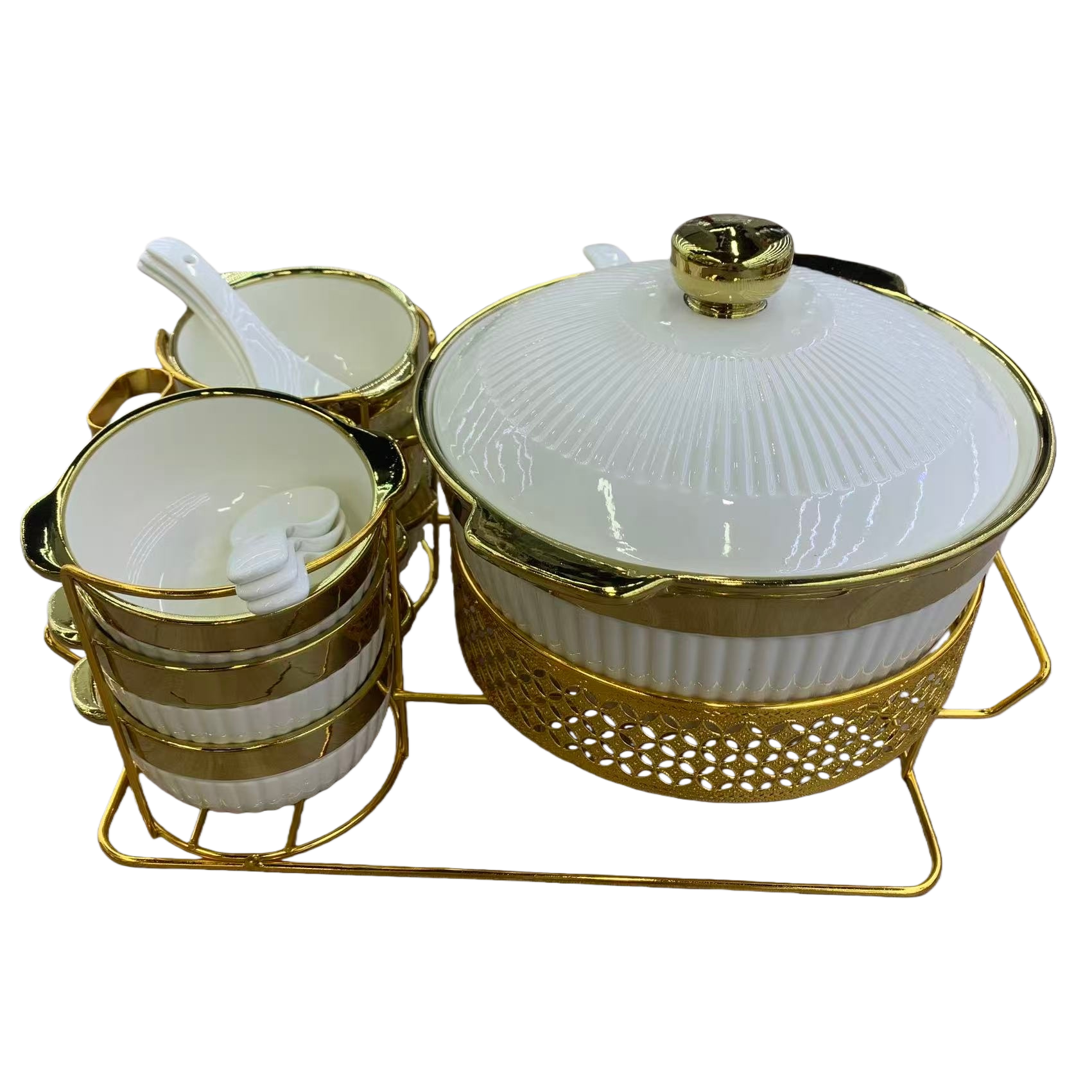 Golden-framed ceramic tableware set for home exquisite gift combination Item Picture