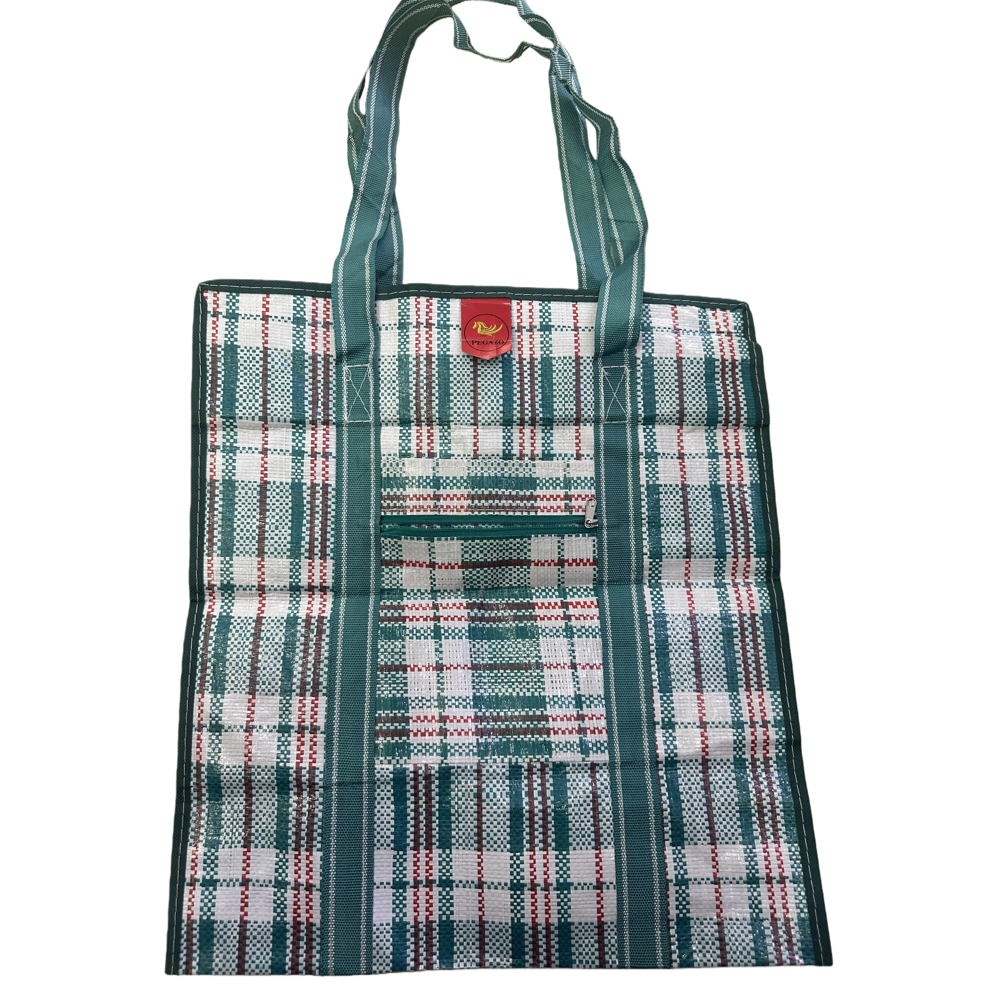 The simple shopping bag with a checkered pattern is reusable and has a large capacity Item Picture