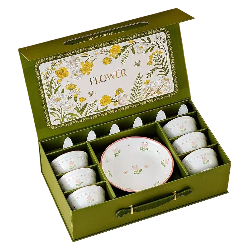 Green gift box tableware set, home gift set, combination set, portable storage box Item Picture