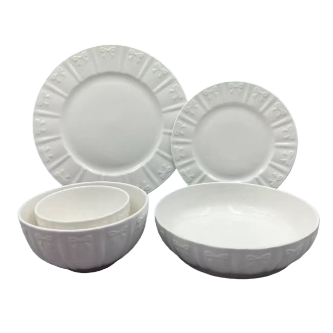 White ceramic tableware, plates and bowls, household simple daily kitchenware factory direct sales, export ceramic plates with foreign codes Item Picture